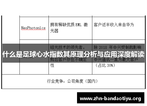 什么是足球心水指数其原理分析与应用深度解读 什么是足球心水指数其原理分析与应用深度解读