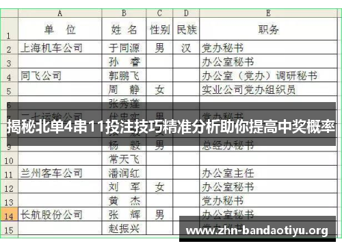 揭秘北单4串11投注技巧精准分析助你提高中奖概率 揭秘北单4串11投注技巧精准分析助你提高中奖概率