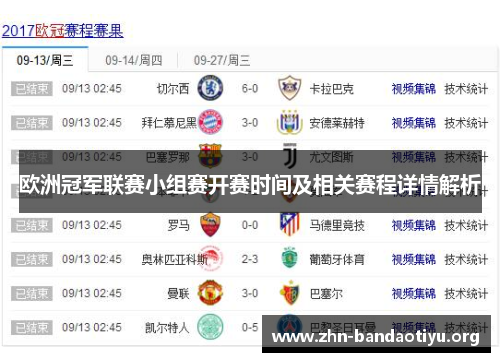 欧洲冠军联赛小组赛开赛时间及相关赛程详情解析 欧洲冠军联赛小组赛开赛时间及相关赛程详情解析